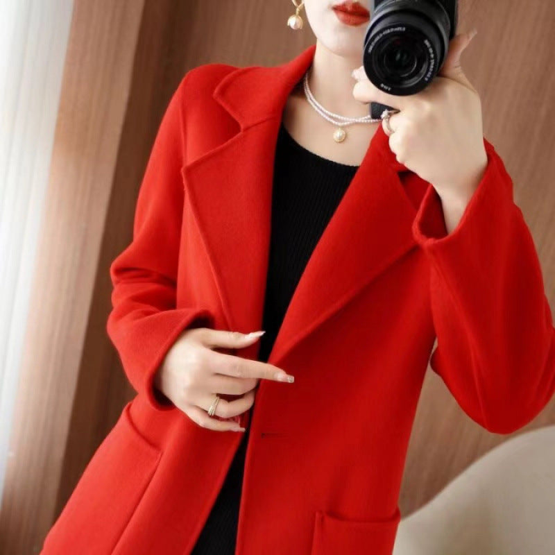 Manteau mi-long en laine, style décontracté chic