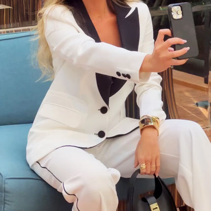 Ensemble Femme Élégant – Veste & Pantalon Chic