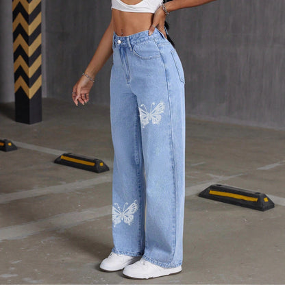 Pantalon Long Imprimé Coupe Droite