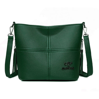 Sac bandoulière en similicuir souple de grande capacité