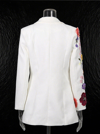 Amelina -Blazer Brodé à Fleurs 3D