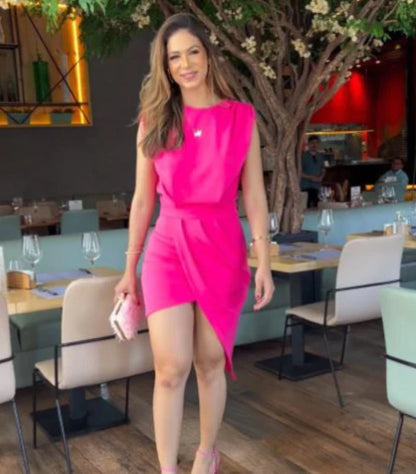 Robe Longue Décontractée Asymétrique – Sans Manches, Style Élégant