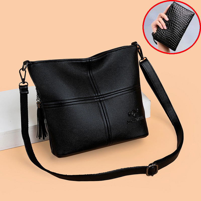Sac bandoulière en similicuir souple de grande capacité