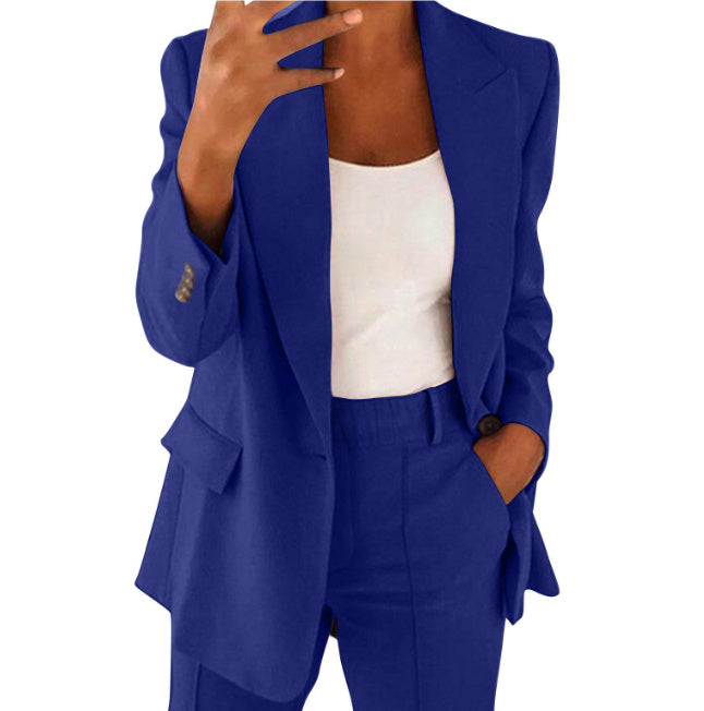 Ensemble Décontracté Chic – Blazer &amp; Pantalon Ajusté Femme