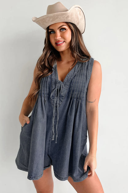 Combishort en jean sans manches