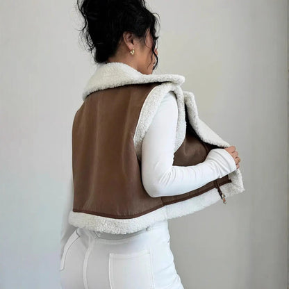 Gilet en laine d'agneau avec fourrure