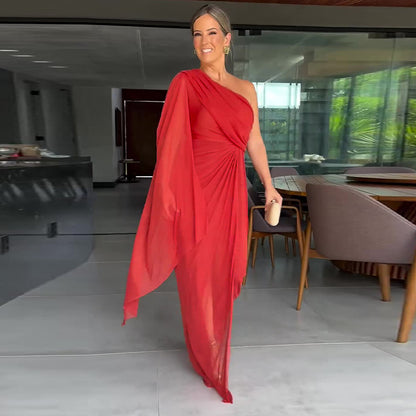 Robe fendue à manches raglan de couleur unie