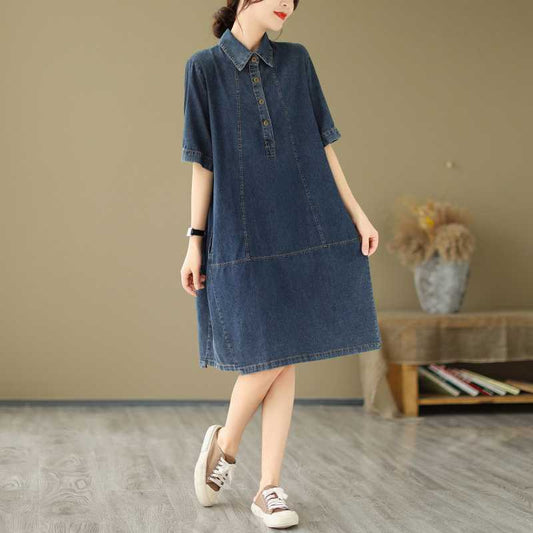 Robe en jean de couleur unie pour femme