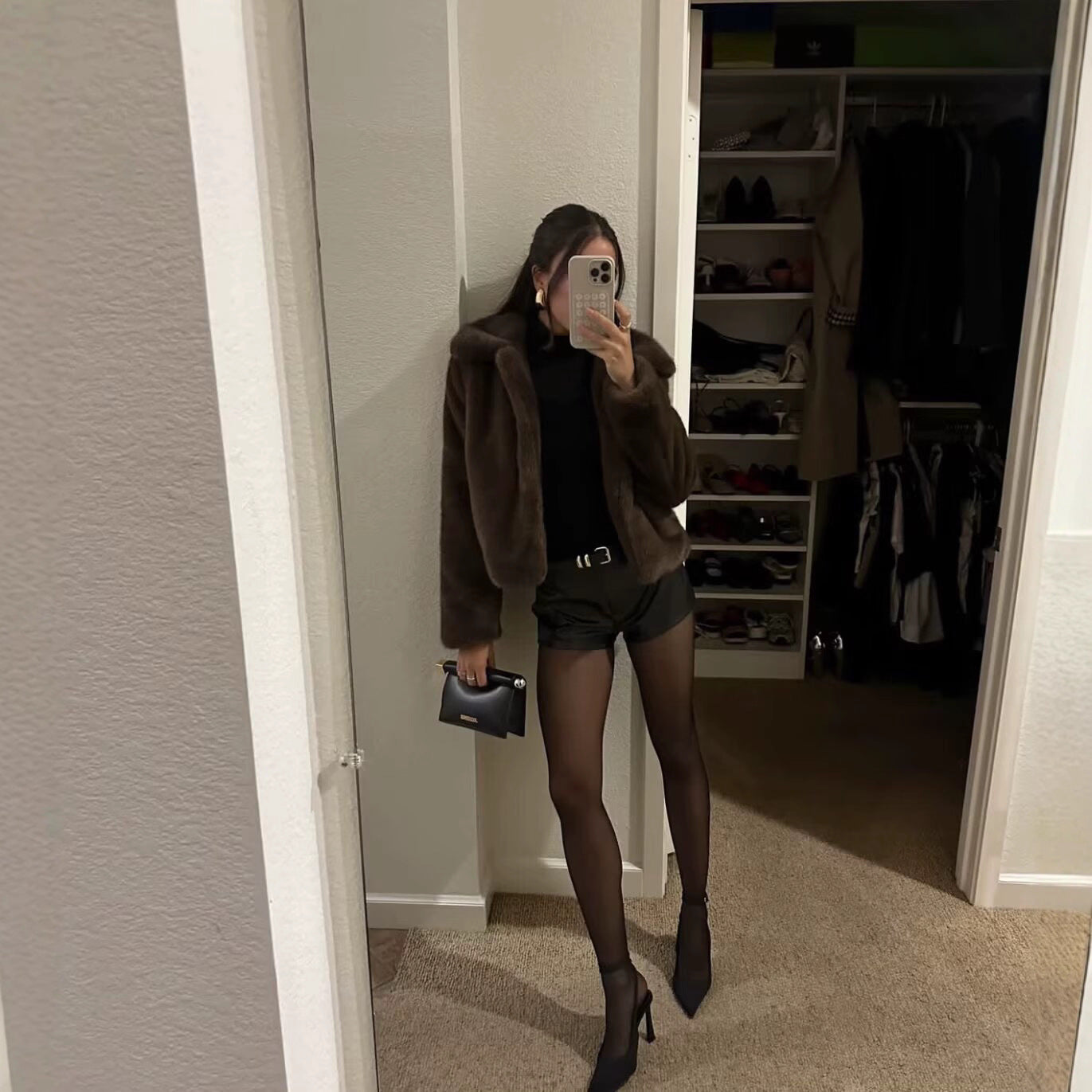 Veste ample à revers effet fourrure