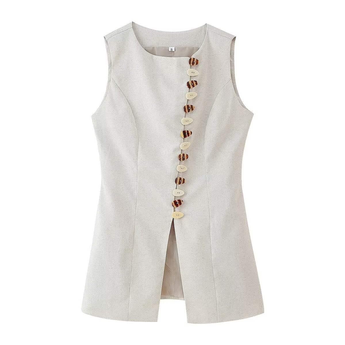Ensemble Gilet et Jupe Courte – Motif Géométrique