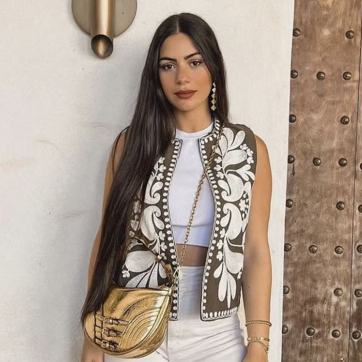 Top Femme à Fleurs Brodées – Style Bandeau Sans Bretelles