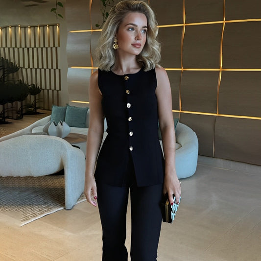 Cardigan Rétro Artistique à Boutons – Coupe Ajustée