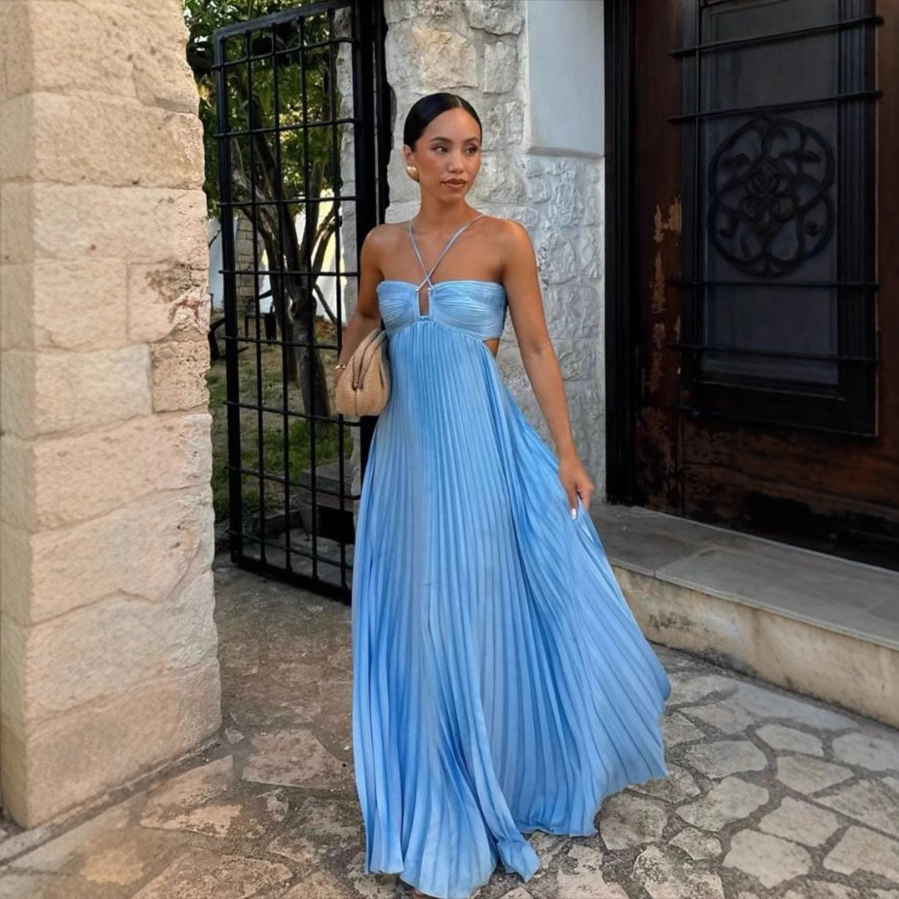 Robe Longue Femme – Robe Tube à Taille Haute et Jupe Évasée