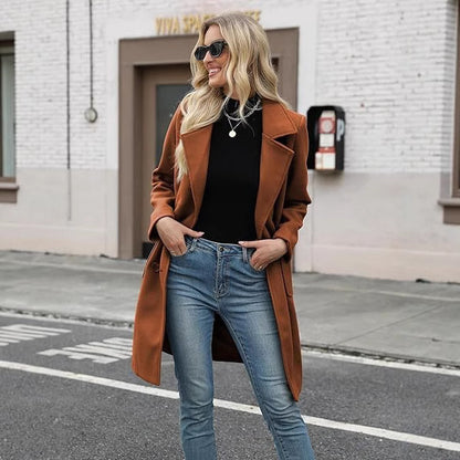 Manteau mi-long à col rabattu