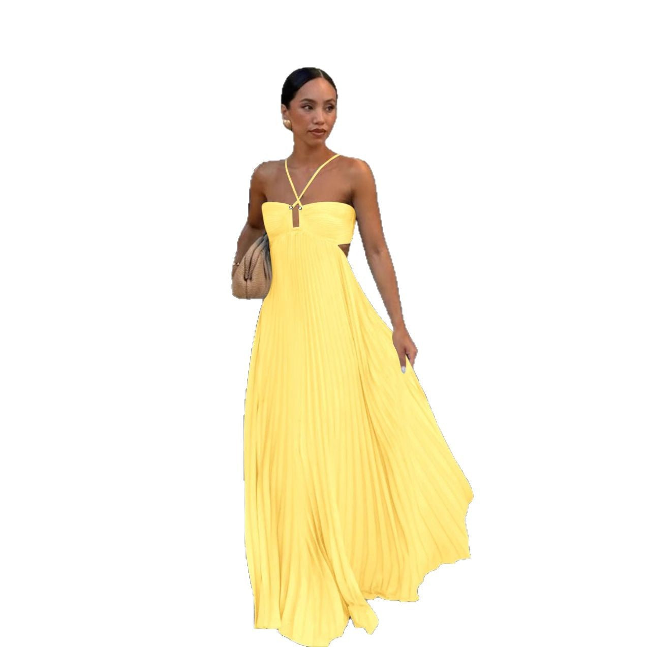 Robe Longue Femme – Robe Tube à Taille Haute et Jupe Évasée