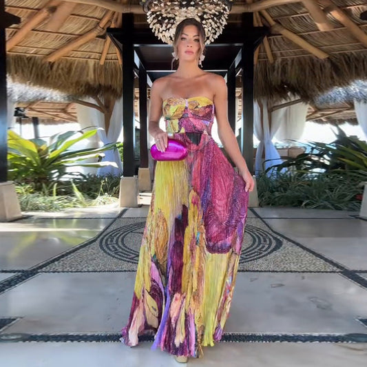 Robe Longue Jaune Bustier – Style Vacances