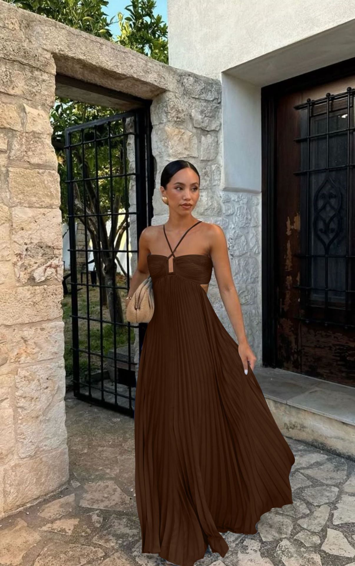 Robe Longue Femme – Robe Tube à Taille Haute et Jupe Évasée