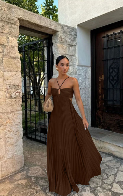 Robe Longue Femme – Robe Tube à Taille Haute et Jupe Évasée