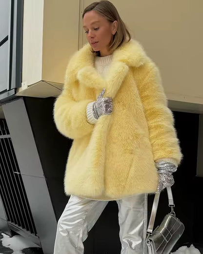 FURLÉA — Manteau Mi-Long en Fausse Fourrure