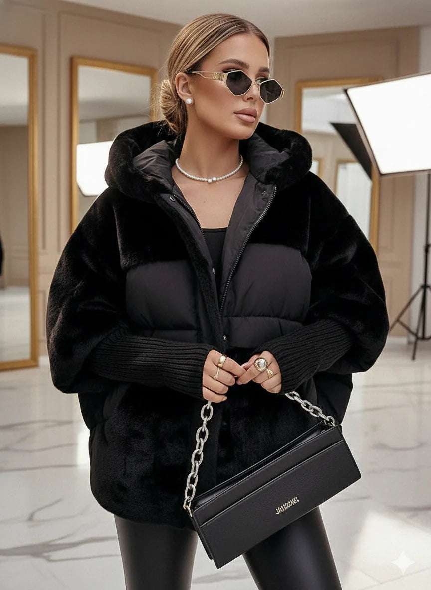 Veste chic en coton–Fausse fourrure