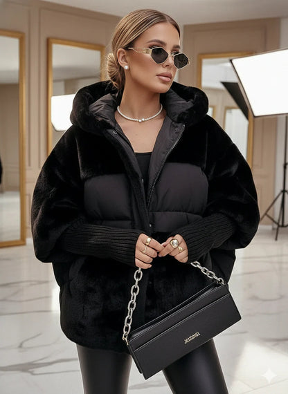 Veste chic en coton–Fausse fourrure