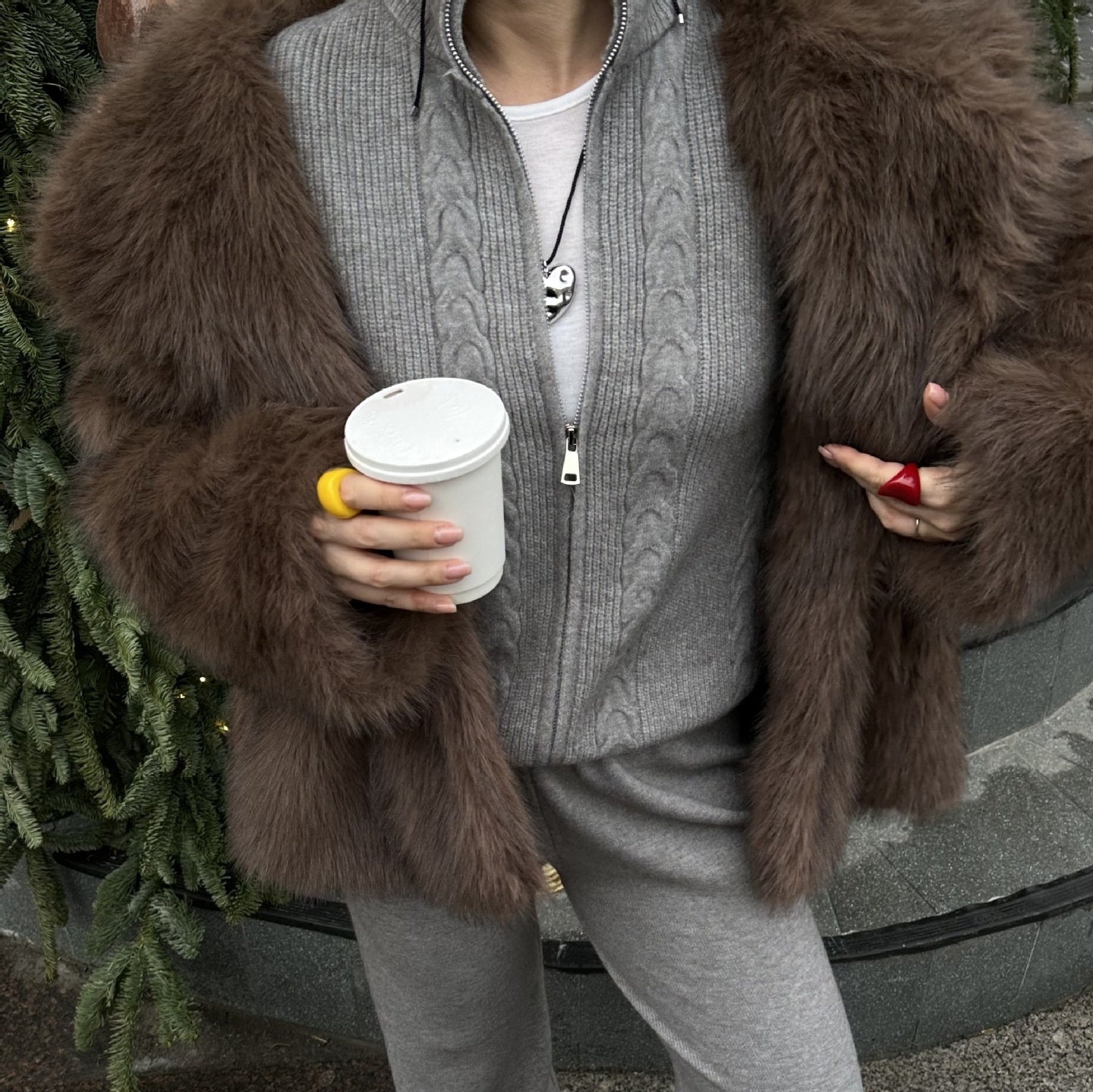 Ensemble haut et pantalon en tricot zippé