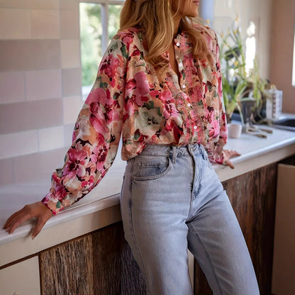 Cardigan Femme – Imprimé Floral, Manches Longues