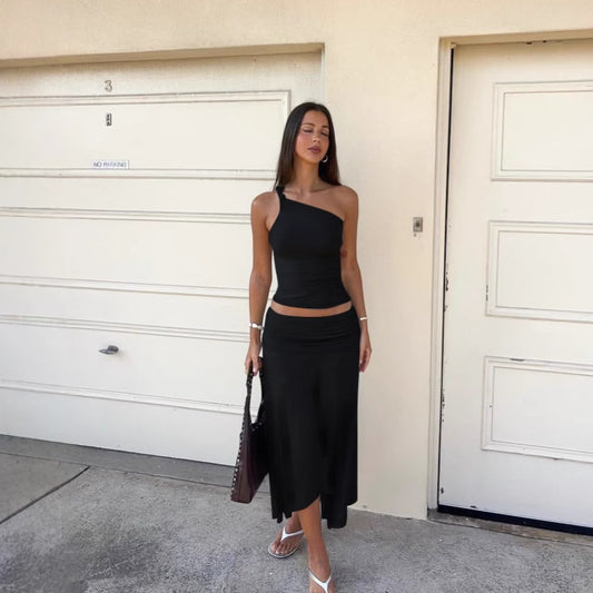 Set Chic Sans Manches – Haut Bretelles + Jupe