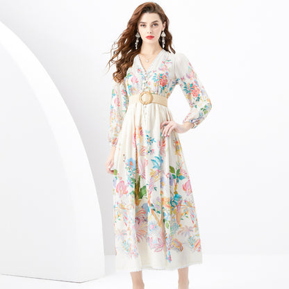 Robe longue imprimée coupe slim
