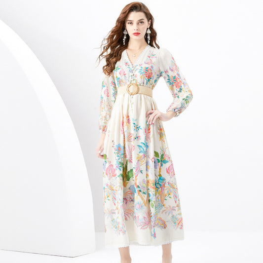 Robe longue imprimée coupe slim