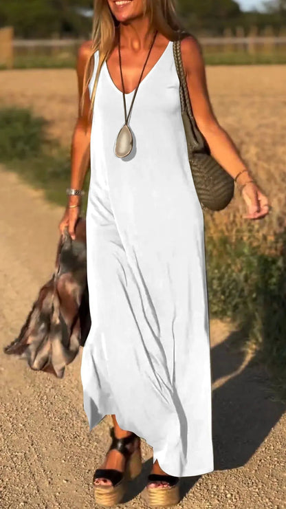 Robe Longue à Bretelles – Élégance & Confort