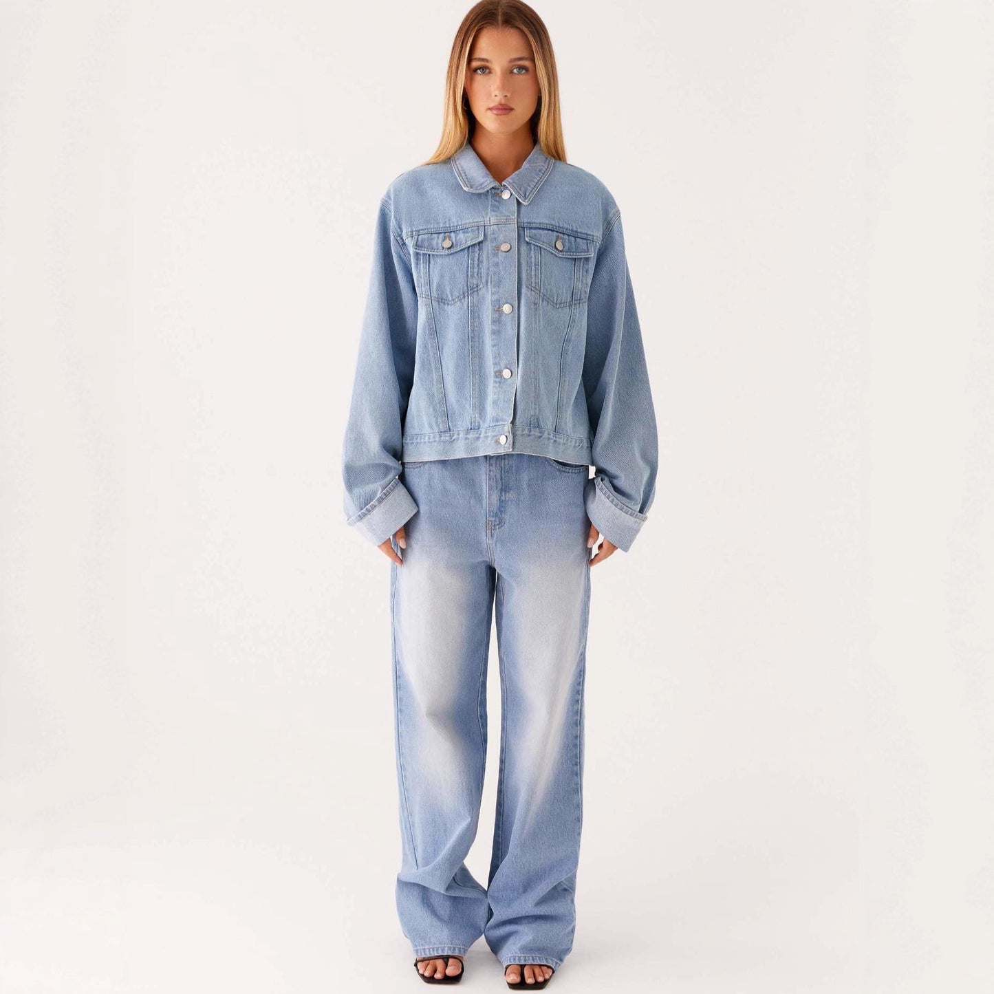Denara – Veste Denim Casual à Col Revers