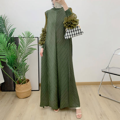 Robe Longue Plissée Grande Taille – Chic, Légère & Confortable