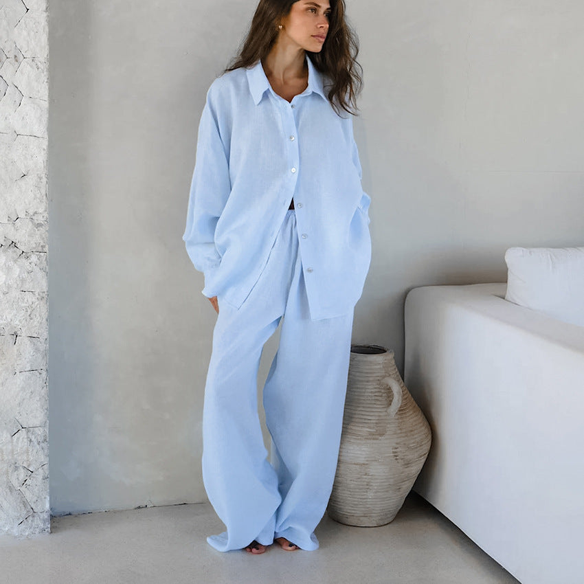 Ensemble deux pièces ample en coton et lin