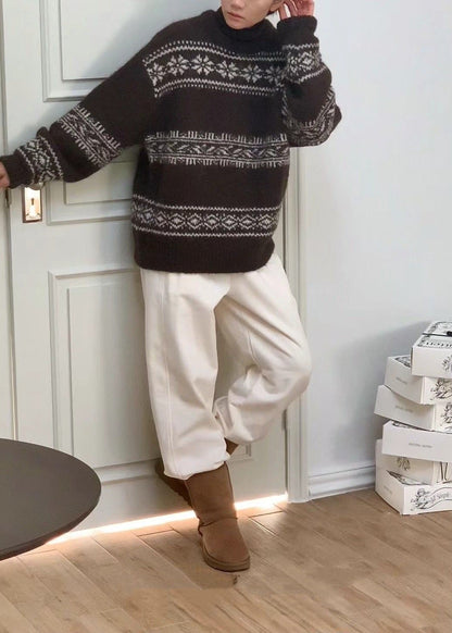 Nouveau pull vintage ethnique ample et polyvalent