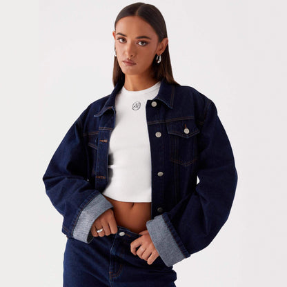 Denara – Veste Denim Casual à Col Revers
