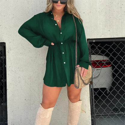 Combinaison Femme à Lacets – Manches Longues & Coupe Short