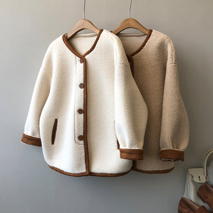 Manteau en laine avec fourrure polaire