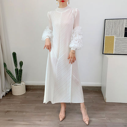 Robe Longue Plissée Grande Taille – Chic, Légère & Confortable