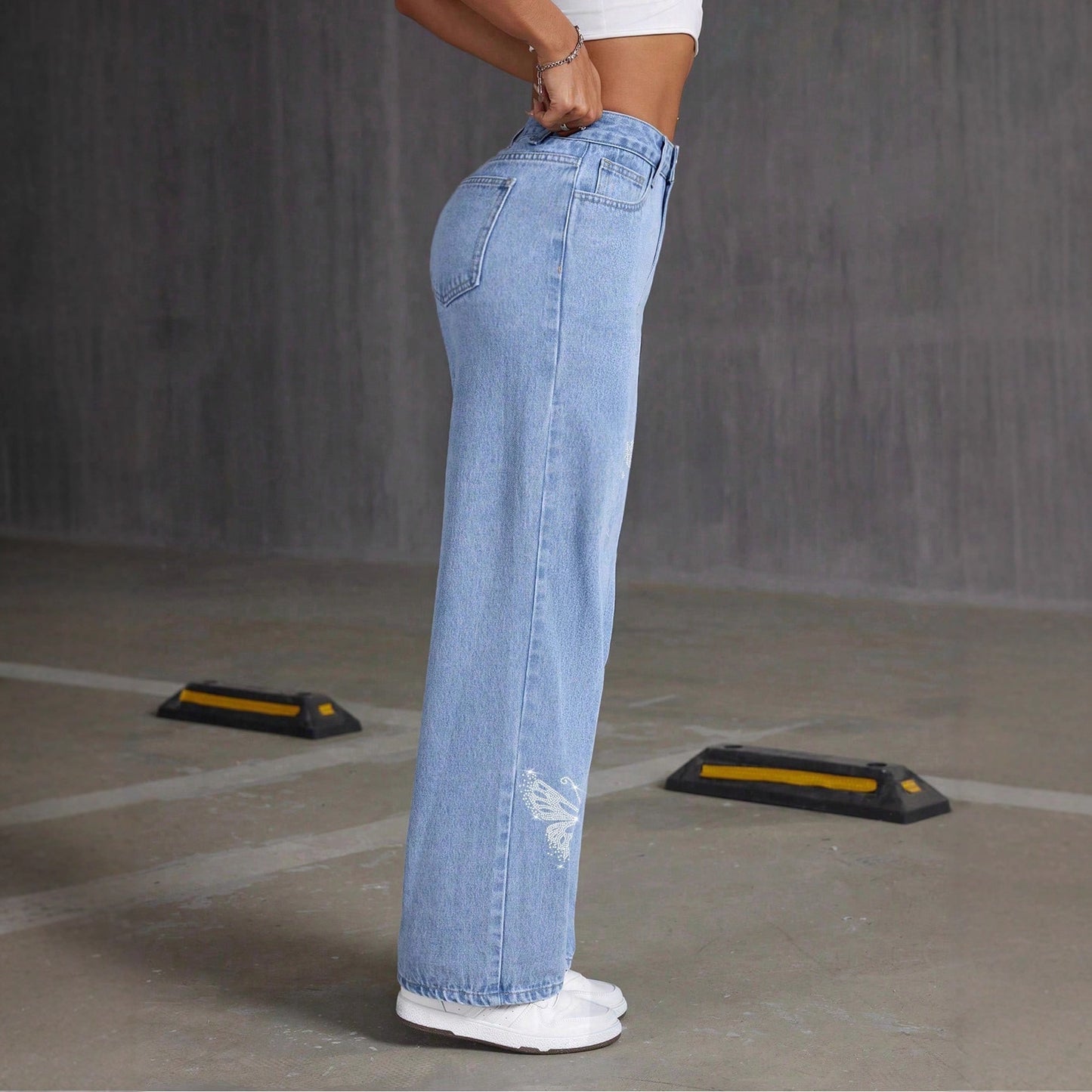 Pantalon Long Imprimé Coupe Droite