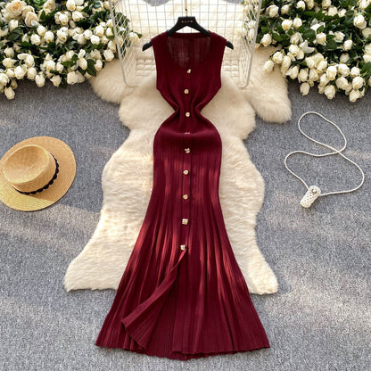 Robe en tricot sans manches à col rond de haute qualité