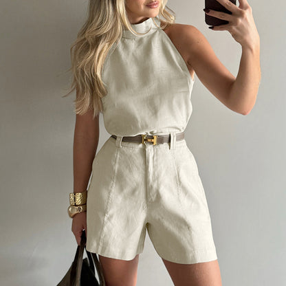 Ensemble Élégant pour Femme – Top Halter Neck & Pantalon Large