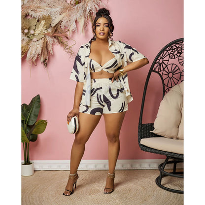 Ensemble Femme 3 Pièces – Veste Imprimée, Brassière et  Pantalon