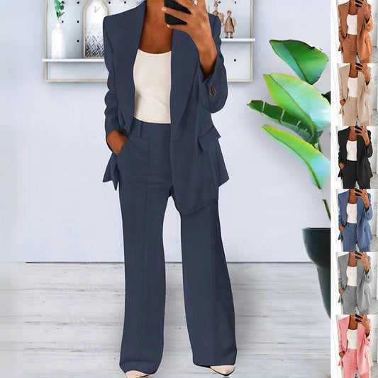 Ensemble Décontracté Chic – Blazer &amp; Pantalon Ajusté Femme