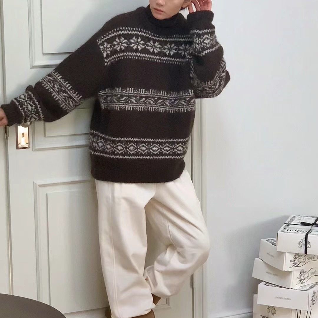 Nouveau pull vintage ethnique ample et polyvalent