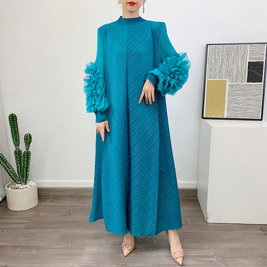 Robe Longue Plissée Grande Taille – Chic, Légère & Confortable