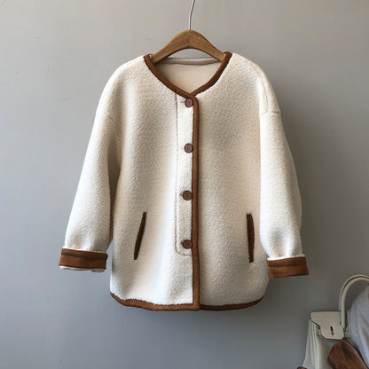Manteau en laine avec fourrure polaire