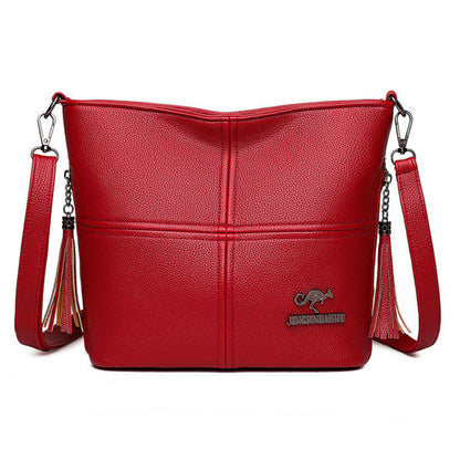 Sac bandoulière en similicuir souple de grande capacité