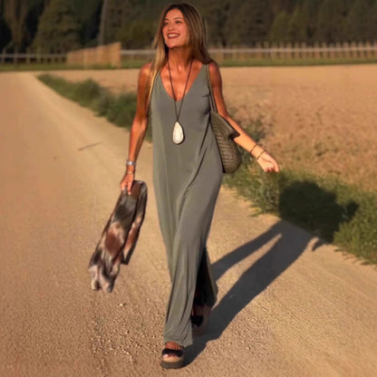 Robe Longue à Bretelles – Élégance & Confort