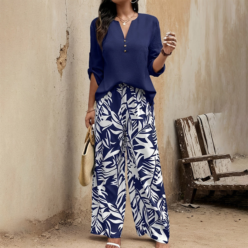 Look Élégant Femme – Haut à Col V avec Boutons